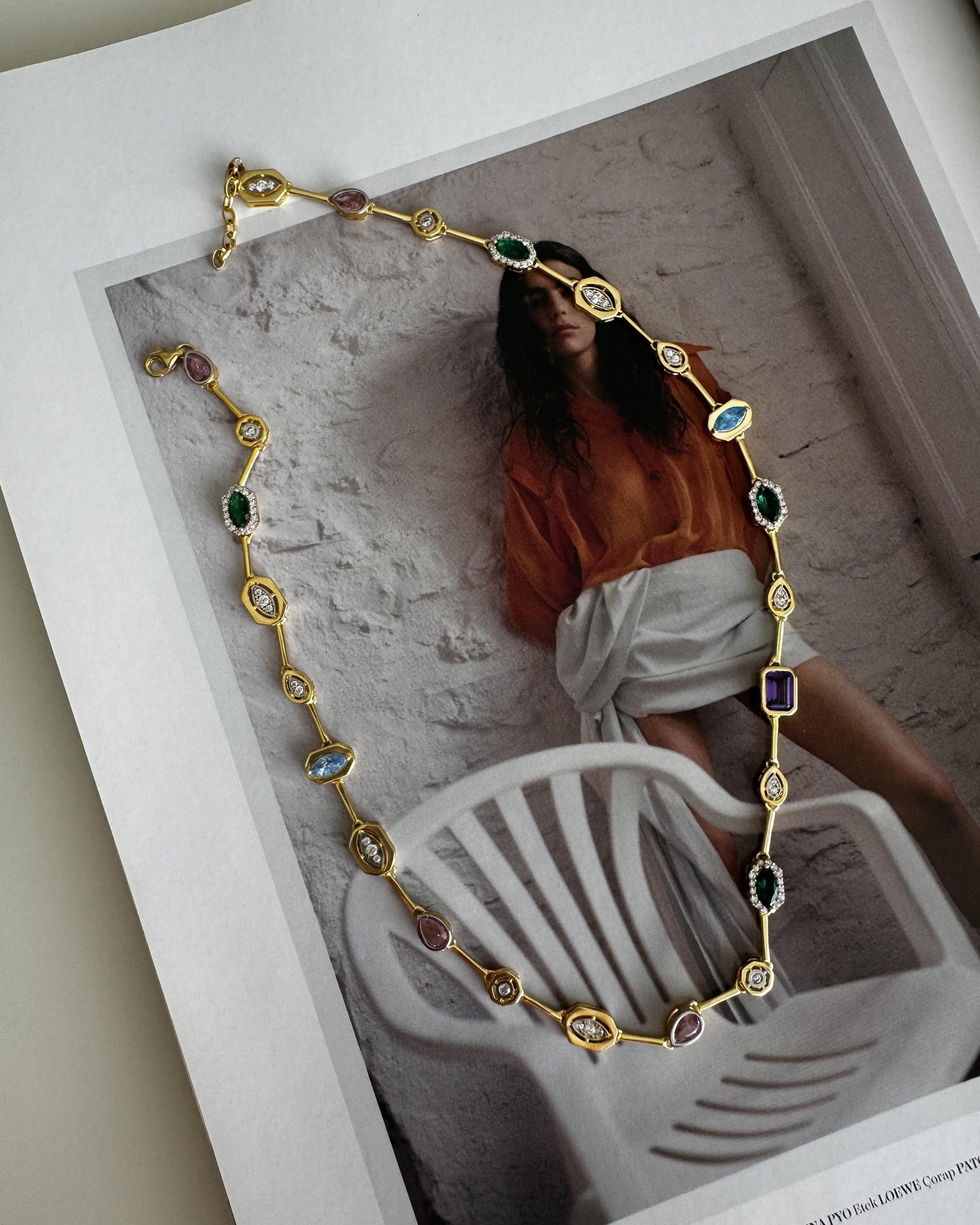 RENKLİ TAŞLI CHOKER KOLYE