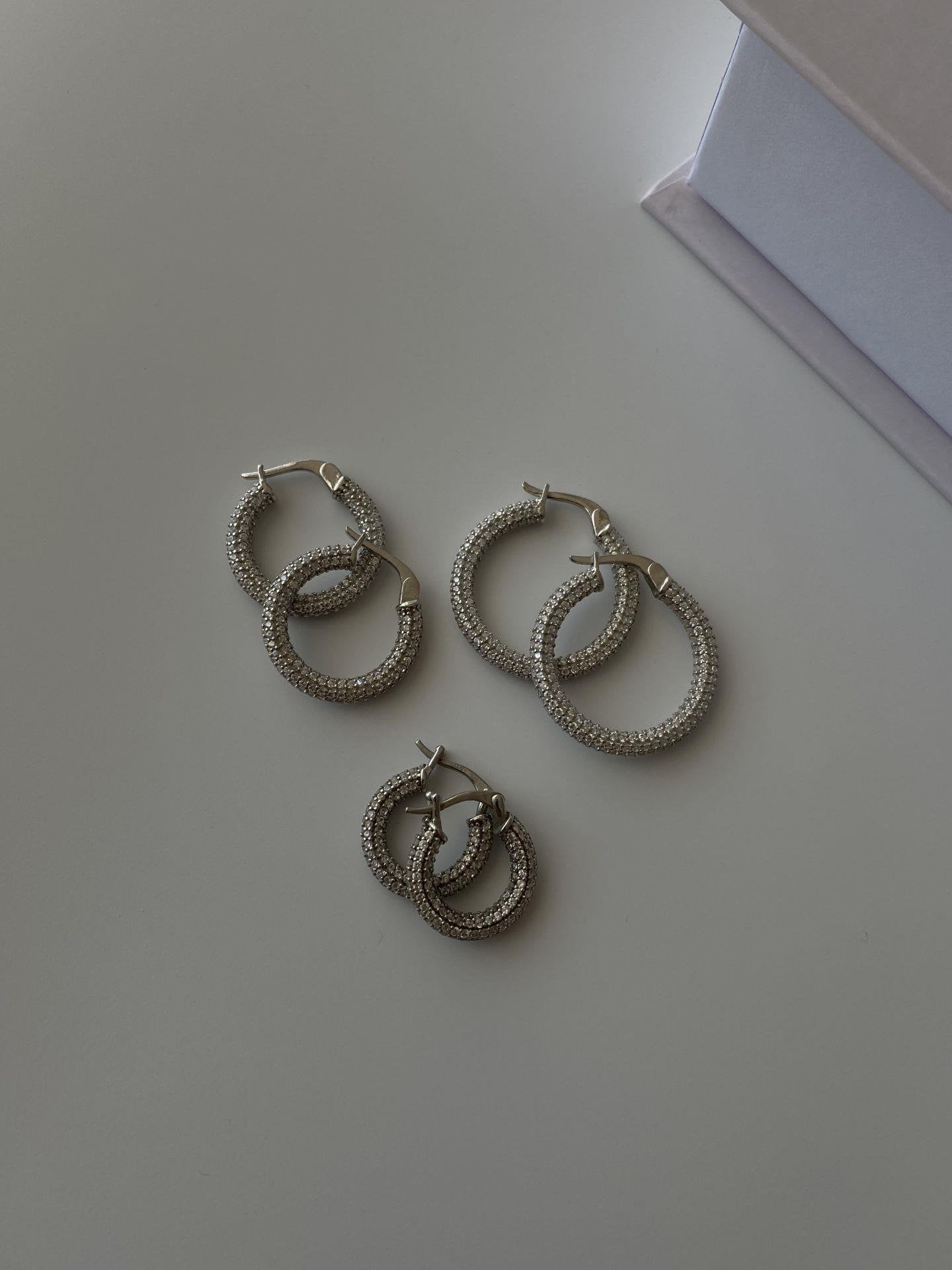 2.5 cm Stone Hoop Earrings