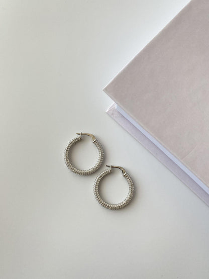 2.5 cm Stone Hoop Earrings