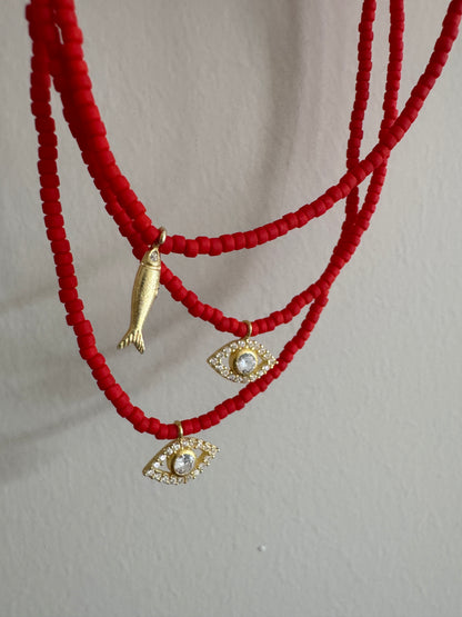 Red Natural Stone Necklace