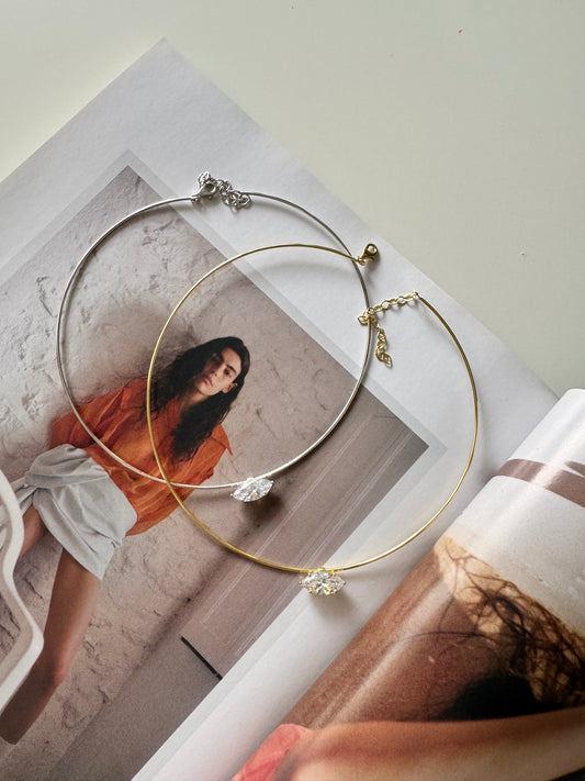 OVAL TAŞ CHOKER KOLYE