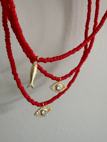 Red Natural Stone Necklace