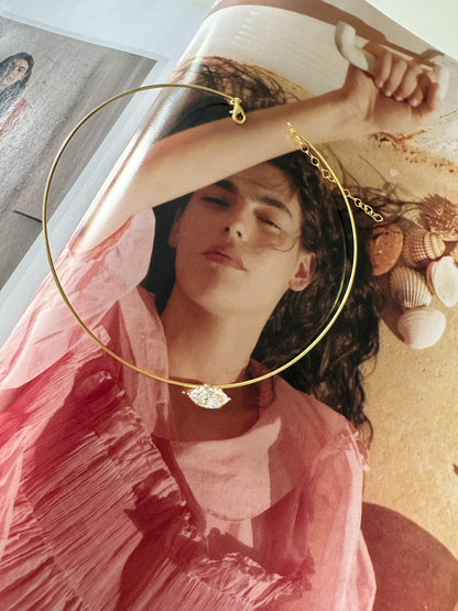 OVAL TAŞ CHOKER KOLYE