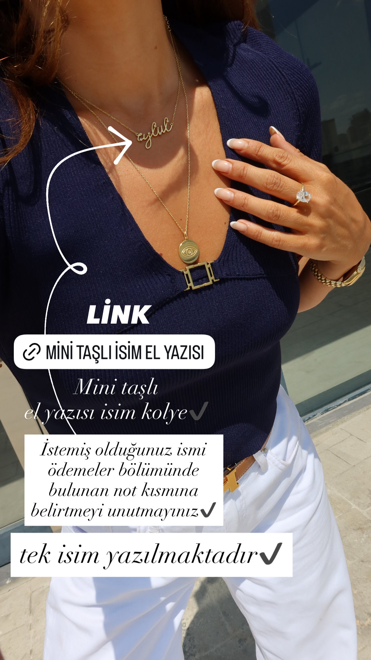 MİNİ TAŞLI EL YAZISI İSİM KOLYE