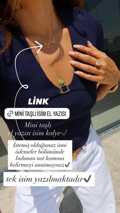 MİNİ TAŞLI EL YAZISI İSİM KOLYE