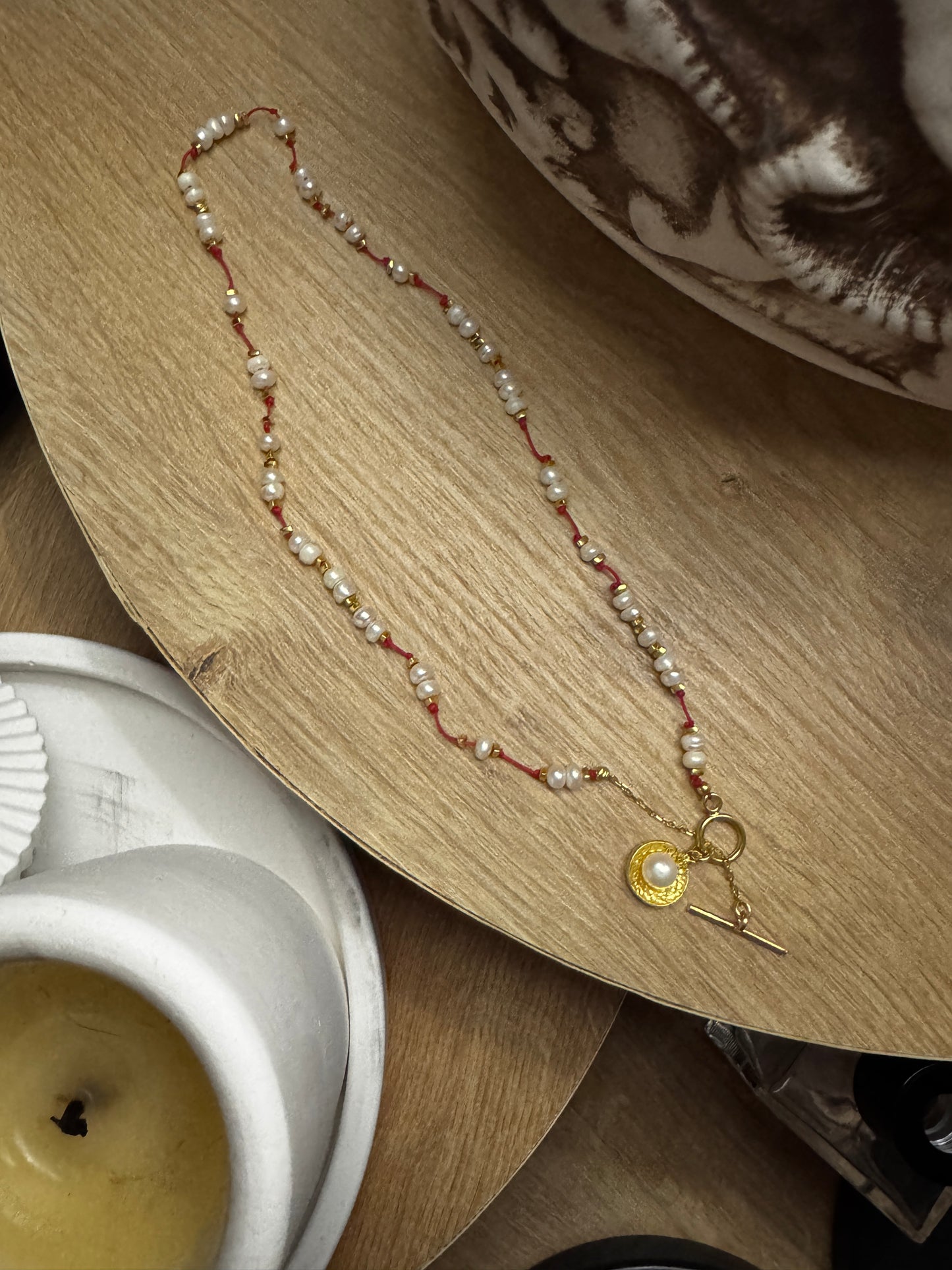 PEARL RED ROPE NECKLACE