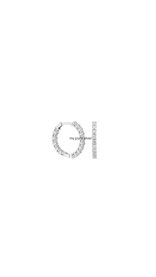 2,5MM 2 CM TAŞLI HALKA KÜPE