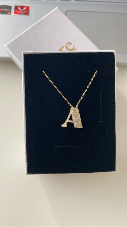 Baguette Letter Necklace