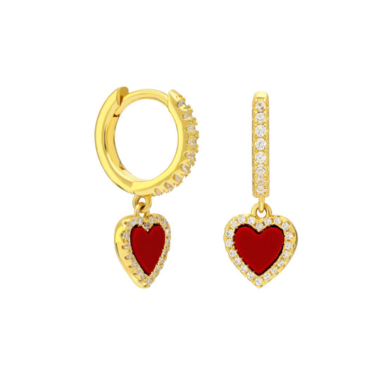 Mini Enamel Heart Earrings