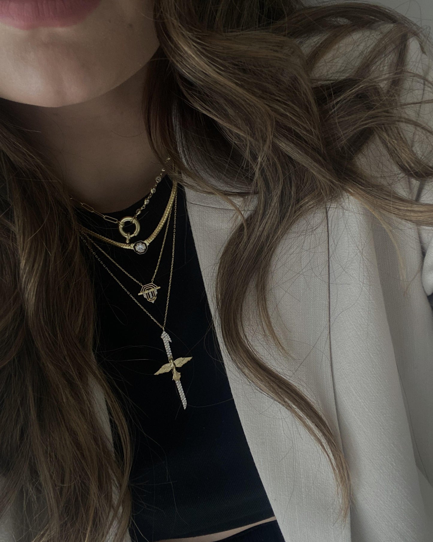 Minimal Stone Triangle Necklace