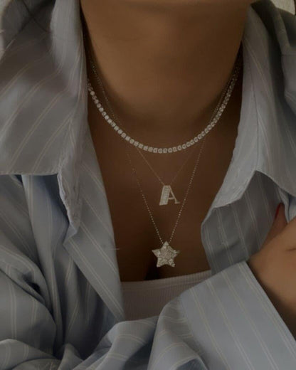 Ball Chain Cut Star Necklace