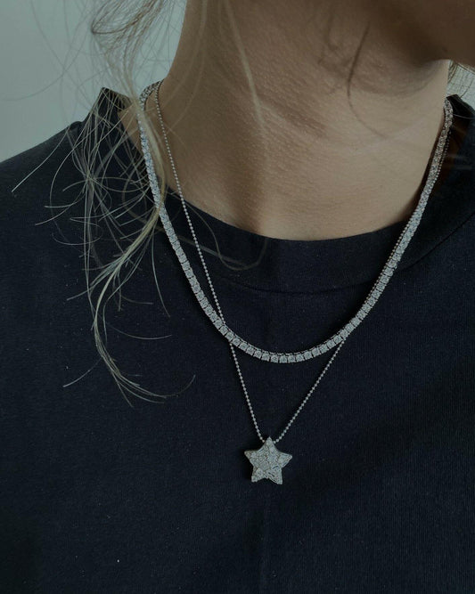 Ball Chain Cut Star Necklace