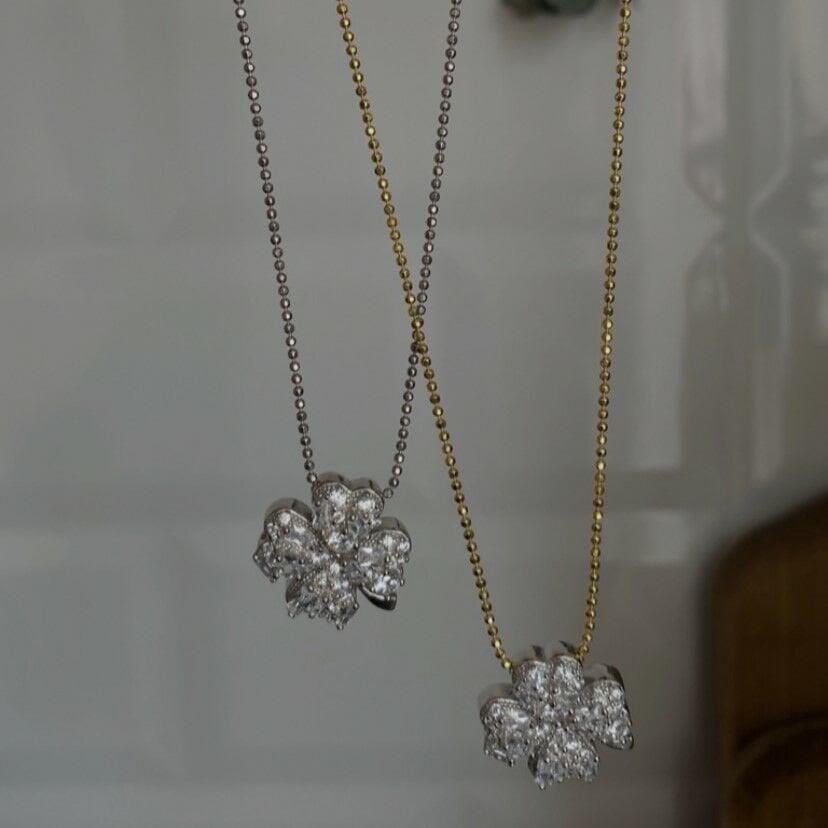 Ball Chain Cut Clover Necklace